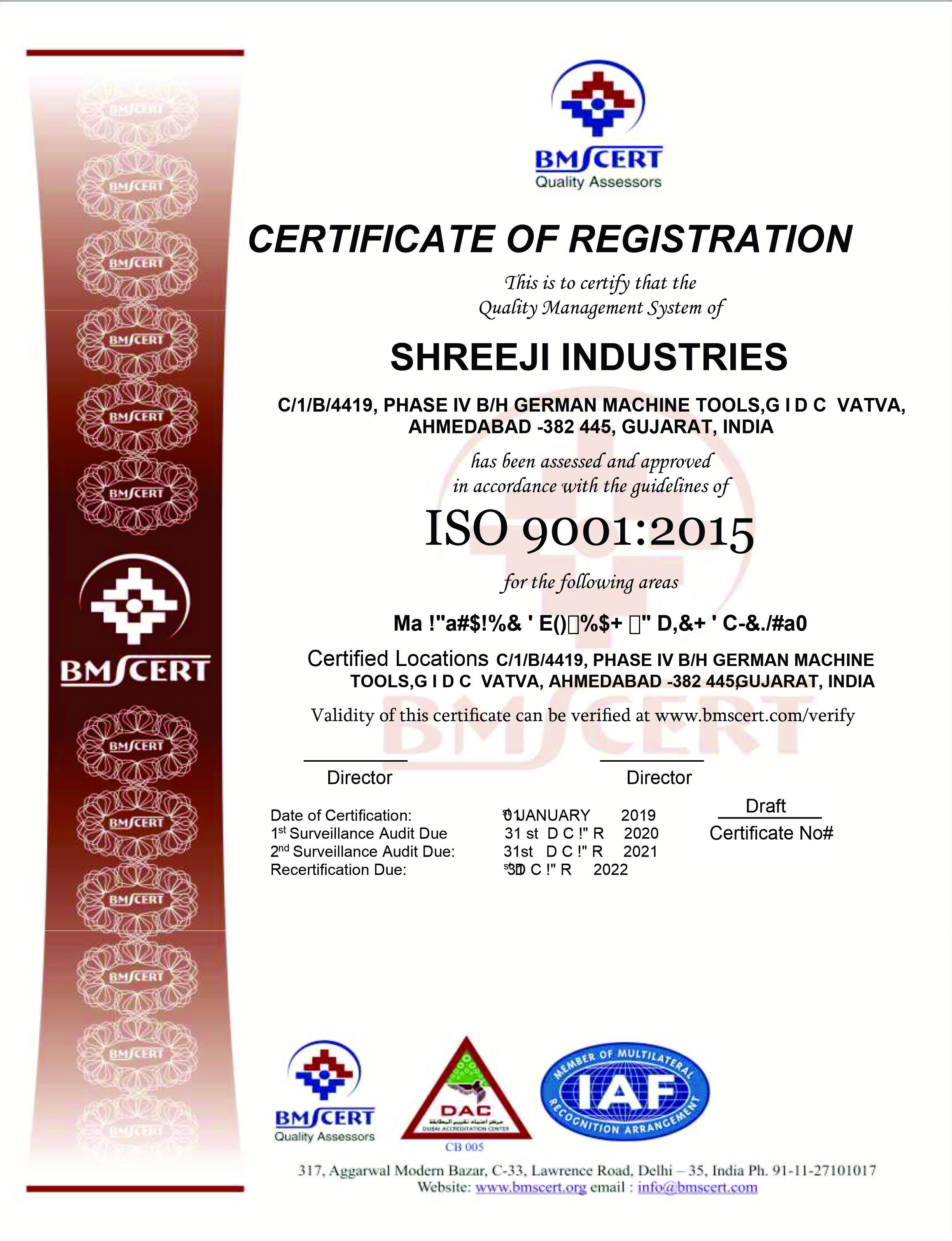 I.S.O Certification